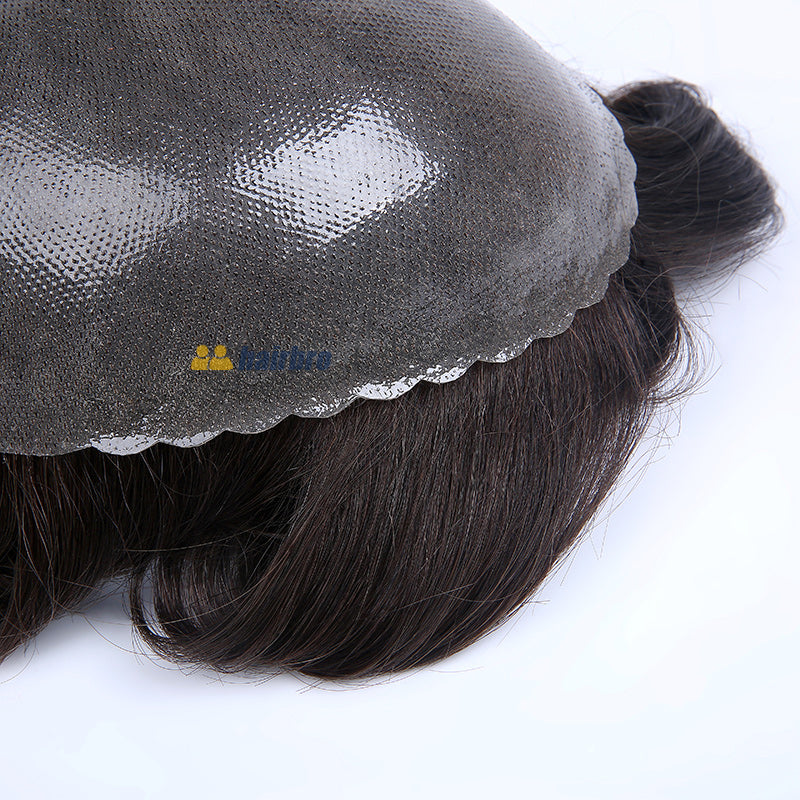 0.12mm All Poly Skin In Medium Thickness Hairpieces for Men V-loop