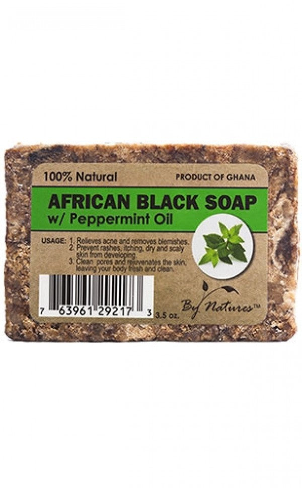 By Natures African Black Soap-Peppermint Oil(3.5oz)