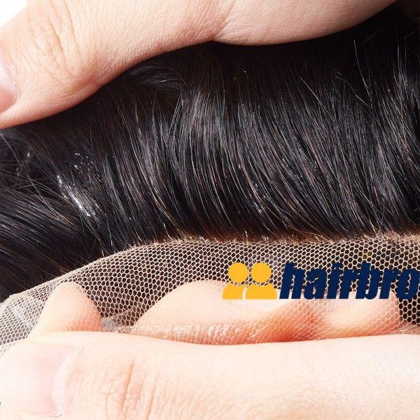 French Lace Center and Front Poly Around Hair Replacement System