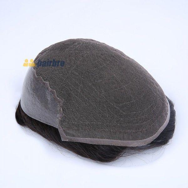 Samll Size French Lace Base with Transparent Poly Side and Back Stock Hair System For Men