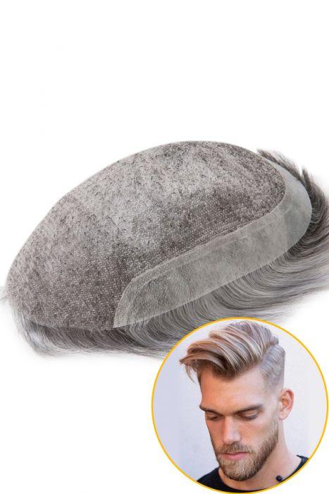 Super Fine Welded Mono Base With Transparent Poly Perimeter Men’s Hair Toupee