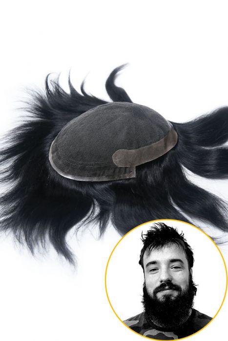 French Lace With PU Side and Back Hair Replacement System For Men
