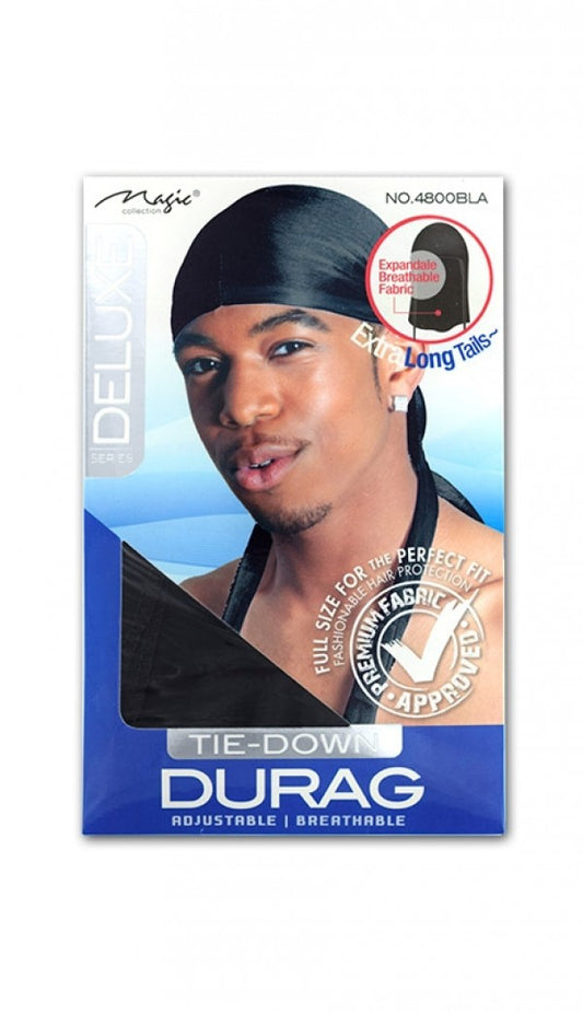 Magic Expandable Deluxe Tie-Down DuRag #4800BLA -dz