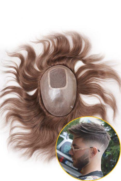 Fine Mono Top Single Knotted Thin Clear Poly Hair Replacement System For Men