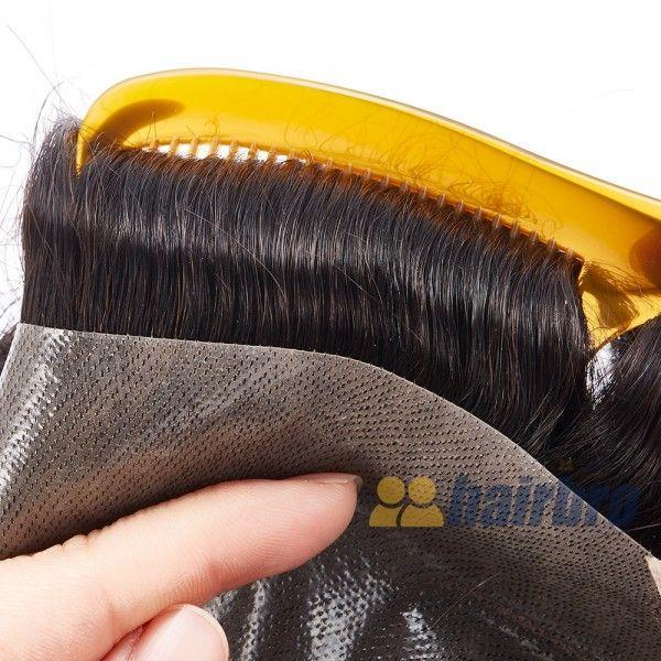 Transparent Full Poly Base With French Lace Front Hair Replacement System For Men