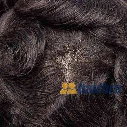 Transparent Full Poly Base With French Lace Front Hair Replacement System For Men