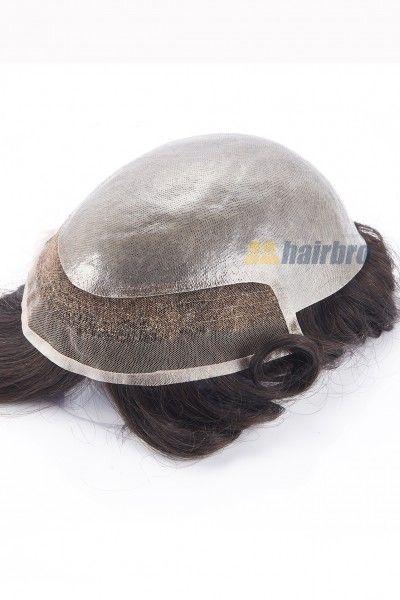 Transparent Full Poly Base With French Lace Front Hair Replacement System For Men