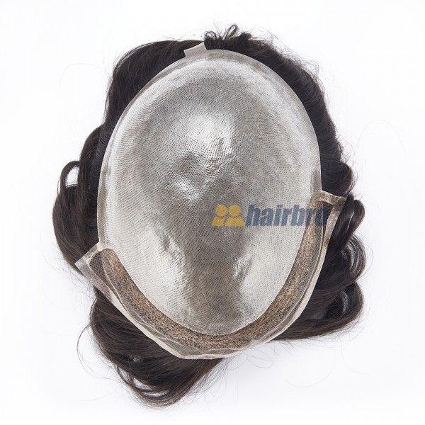 Transparent Full Poly Base With French Lace Front Hair Replacement System For Men