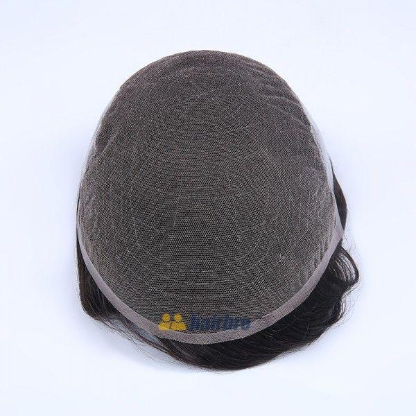 French Lace Base with Transparent Poly Side and Back Stock Hair System For Men