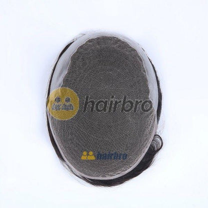 French Lace Base with Transparent Poly Side and Back Stock Hair System For Men