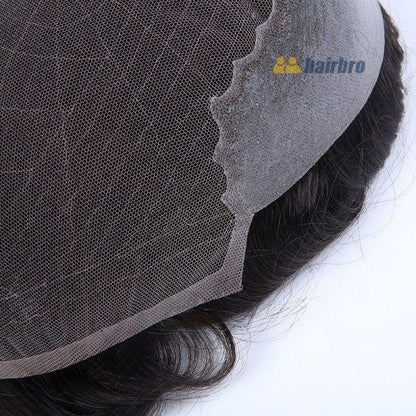 French Lace Base with Transparent Poly Side and Back Stock Hair System For Men