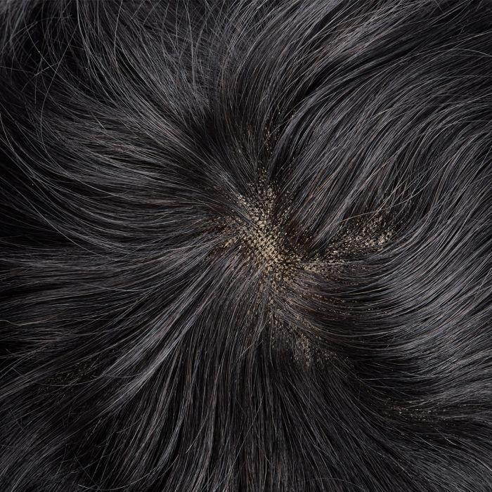 French Lace Center with Poly around Stock Hair Replacement System For Men Size