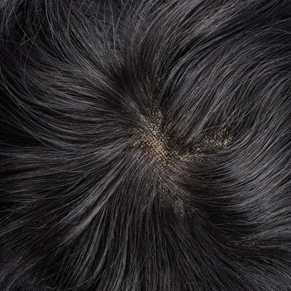 French Lace Center with Poly around Stock Hair Replacement System For Men Size