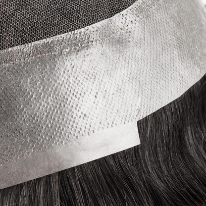 French Lace Center with Poly around Stock Hair Replacement System For Men Size