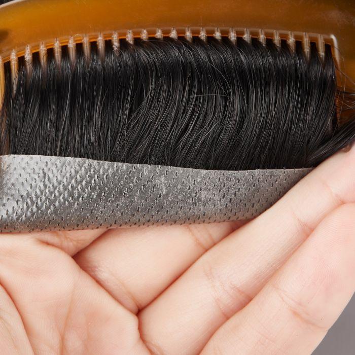 French Lace Center with Poly around Stock Hair Replacement System For Men Size