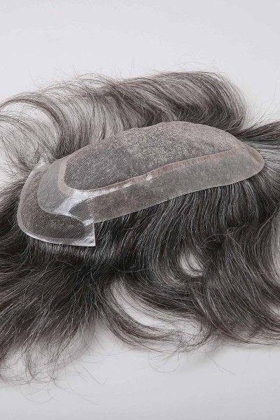 French Lace Front Design With Durable Fine Mono Top And Poly Perimeter Hair Replacement System