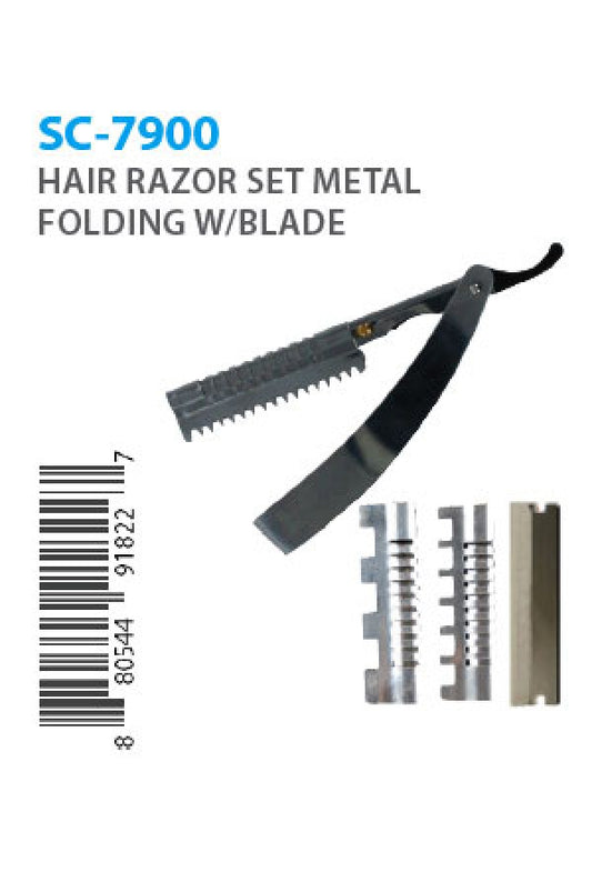 Hair Razor Set Metal Folding w/ Blade